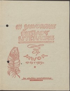 III Jaworskie Biesiady Literackie, 17-19 maja 1979 r. - do użytku wewnętrznego [Dokument życia społecznego]