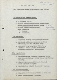III Jaworskie Biesiady Literackie, 17-19 maja 1979 r. - scenariusz [Dokument życia społecznego]