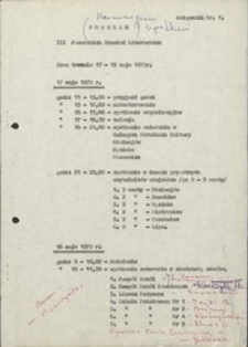 III Jaworskie Biesiady Literackie, 17-19 maja 1979 r. - zał. nr 1 program (wersja 2) [Dokument życia społecznego]