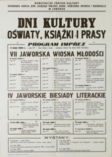 Dni Kultury, Oświaty, Książki i Prasy, 6 maja - 1 czerwca 1980 r. - plakat [Dokument życia społecznego]