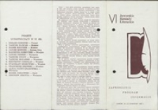 VI Jaworskie Biesiady Literackie, 13-15 czerwca 1985 r. - program [Dokument życia społecznego]