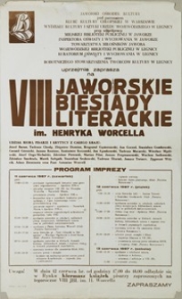 VIII Jaworskie Biesiady Literackie, 11-13 czerwca 1987 r. - plakat [Dokument życia społecznego]