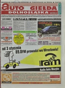 Auto Giełda Dolnośląska : regionalna gazeta ogłoszeniowa, 2005, nr 3 (1243) [10.01]
