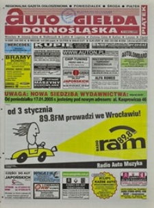 Auto Giełda Dolnośląska : regionalna gazeta ogłoszeniowa, 2005, nr 5 (1245) [14.01]
