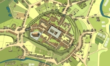 Cyfrowe rekonstrukcje zabudowy miasta Jeleniej Góry : plan miasta, kierunek południe-północ [Dokument elektroniczny]