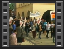 Akcja protestacyjna jeleniogórskiej "Solidarności" w obronie Stoczni Gdańskiej [Film]
