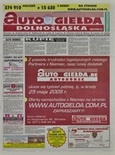Auto Giełda Dolnośląska : regionalna gazeta ogłoszeniowa, 2005, nr 55 (1295) [16.05]