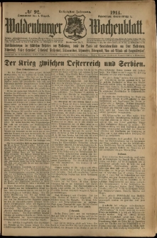 Waldenburger Wochenblatt, Jg. 60, 1914, nr 92