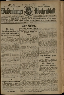 Waldenburger Wochenblatt, Jg. 60, 1914, nr 108