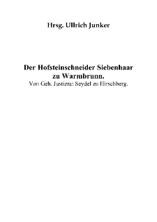 Der Hofsteinschneider Siebenhaar zu Warmbrunn [Dokument elektroniczny]