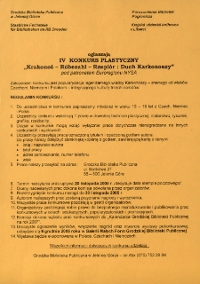 Krakono&scaron; - Rũbezahl - Rzepi&oacute;r : duch Karkonoszy : IV konkurs plastyczny pod patronatem Euroregionu NYSA - regulamin [Dokument elektroniczny]
