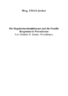 Die Siegelsteinschneidekunst und die Familie Bergmann in Warmbrunn [Dokument elektroniczny]