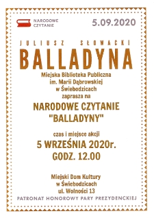 Narodowe Czytanie "Balladyny" - plakat [Dokument życia społecznego]