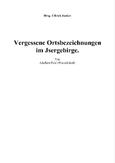 Vergessene Ortsbezeichnungen im Jsergebirge [Dokument elektroniczny]