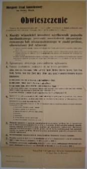 Obwieszczenie w sprawie stosowania się do obowiązujących przepisów ruchu pojazdów mechanicznych na drogach publicznych z dnia 27 października 1937 r. [Dokument życia społecznego]