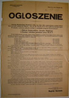 Ogłoszenie w sprawie publicznej kontroli najmu [Dokument życia społecznego]