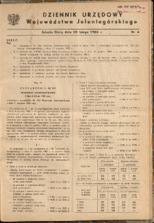 Dziennik Urzędowy Wojew&oacute;dztwa Jeleniog&oacute;rskiego, 1985, nr 4