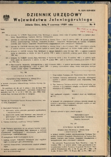 Dziennik Urzędowy Województwa Jeleniogórskiego, 1989, nr 9