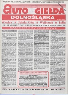 Auto Giełda Dolnośląska : pismo dla kupujących i sprzedających samochody, R. 1, 1992, nr 33 (30.11.1992 r.)