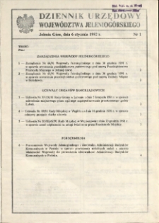 Dziennik Urzędowy Województwa Jeleniogórskiego, 1992, nr 1