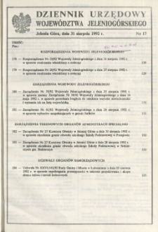 Dziennik Urzędowy Województwa Jeleniogórskiego, 1992, nr 17