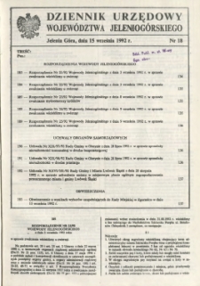 Dziennik Urzędowy Województwa Jeleniogórskiego, 1992, nr 18