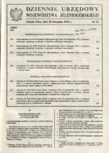 Dziennik Urzędowy Województwa Jeleniogórskiego, 1992, nr 23