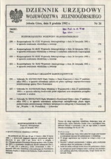 Dziennik Urzędowy Województwa Jeleniogórskiego, 1992, nr 26