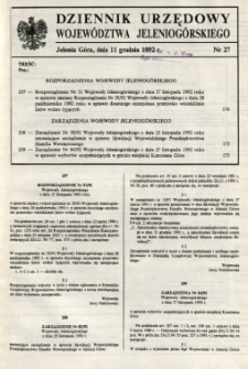 Dziennik Urzędowy Województwa Jeleniogórskiego, 1992, nr 27