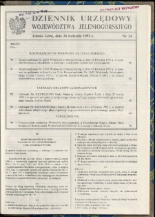 Dziennik Urzędowy Województwa Jeleniogórskiego, 1993, nr 14