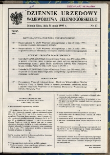 Dziennik Urzędowy Województwa Jeleniogórskiego, 1993, nr 17