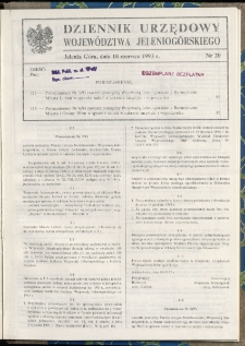 Dziennik Urzędowy Województwa Jeleniogórskiego, 1993, nr 20