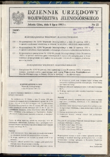 Dziennik Urzędowy Województwa Jeleniogórskiego, 1993, nr 22