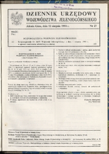 Dziennik Urzędowy Województwa Jeleniogórskiego, 1993, nr 27