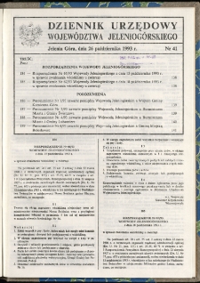 Dziennik Urzędowy Wojew&oacute;dztwa Jeleniog&oacute;rskiego, 1993, nr 41