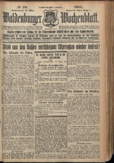 Waldenburger Wochenblatt, Jg. 61, 1915, nr 70