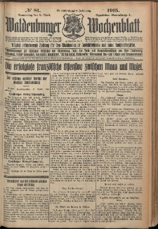 Waldenburger Wochenblatt, Jg. 61, 1915, nr 81