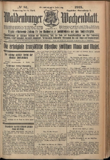 Waldenburger Wochenblatt, Jg. 61, 1915, nr 81