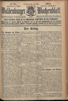 Waldenburger Wochenblatt, Jg. 61, 1915, nr 84