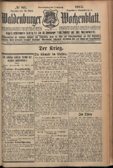 Waldenburger Wochenblatt, Jg. 61, 1915, nr 85