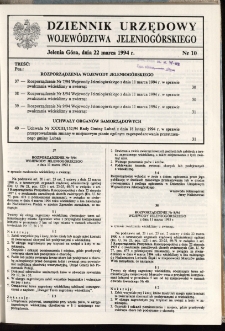 Dziennik Urzędowy Województwa Jeleniogórskiego, 1994, nr 10