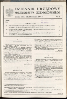 Dziennik Urzędowy Województwa Jeleniogórskiego, 1994, nr 16