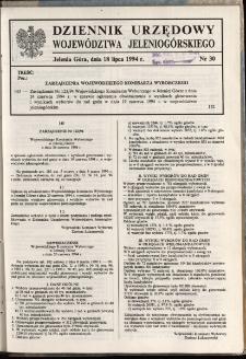 Dziennik Urzędowy Województwa Jeleniogórskiego, 1994, nr 30