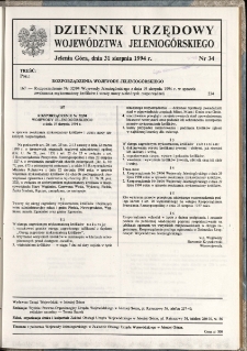 Dziennik Urzędowy Wojew&oacute;dztwa Jeleniog&oacute;rskiego, 1994, nr 34