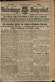 Waldenburger Wochenblatt, Jg. 61, 1915, nr 138
