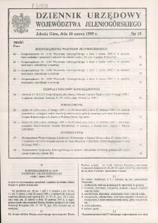 Dziennik Urzędowy Wojew&oacute;dztwa Jeleniog&oacute;rskiego, 1995, nr 15