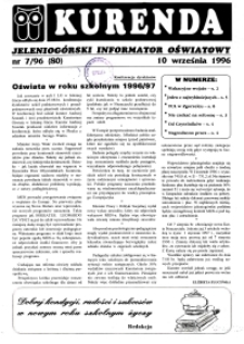 Kurenda : jeleniogórski informator oświatowy, 1996, nr 7 (80)