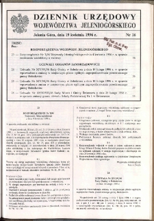 Dziennik Urzędowy Wojew&oacute;dztwa Jeleniog&oacute;rskiego, 1996, nr 16