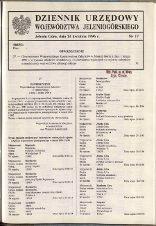 Dziennik Urzędowy Województwa Jeleniogórskiego, 1996, nr 17