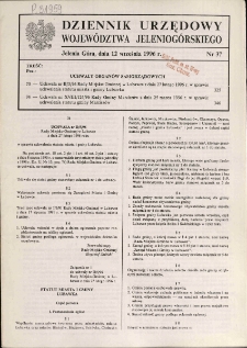 Dziennik Urzędowy Województwa Jeleniogórskiego, 1996, nr 37